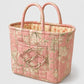 Quilted Floral Storage Caddy with Handles for Vanity Dorm Bathroom and Laundry Room