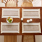 4 Set Woven Rectangular Placemats with Textured Stripes and Fringe Edges 11.8x19.5 in