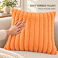 Double Sided Plush Corduroy Throw Pillow Cover 18 x 18 Inch Wide Stripe Texture