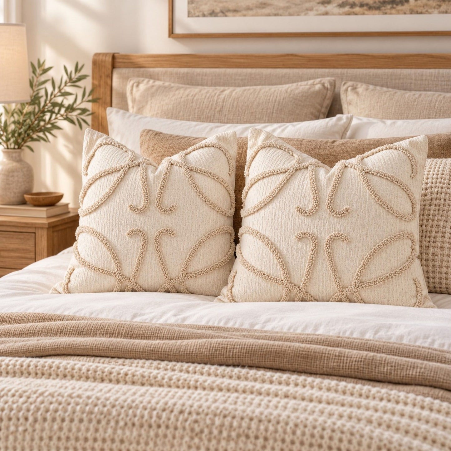 Boho Tufted Tassels Decorative Throw Pillow Cover Set of 2