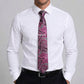 Men's Rose Floral Tie Gift Set with Matching Pocket Square Cufflinks and Silver Tie Clip