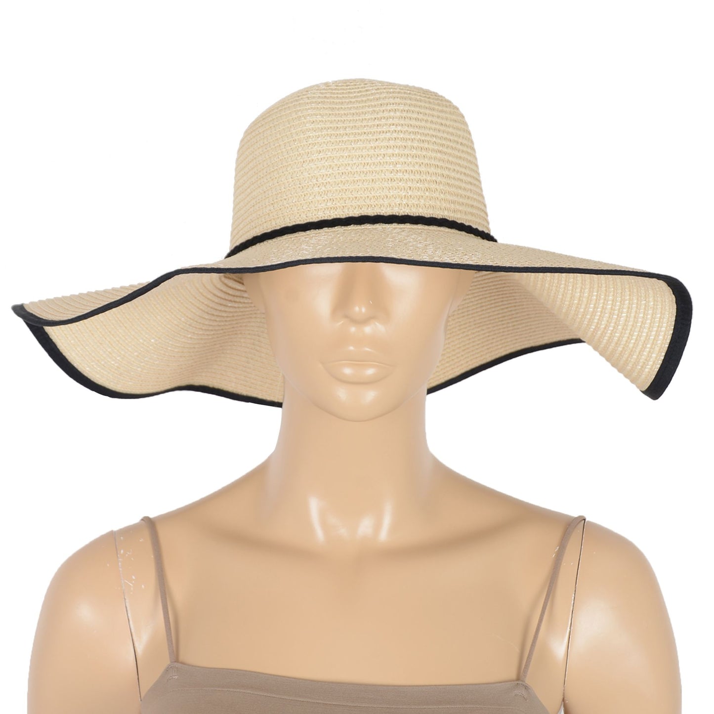 Wide Brim Straw Sun Hat with Braided Cord Detail Lightweight Packable Design for Beach Outdoor Protection