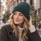 Fuzzy Knit Beanie Hat with Ribbed Cuff