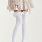 Over-the-Knee Tights with Ruffled Trim and Satin Ribbon Bow Detail