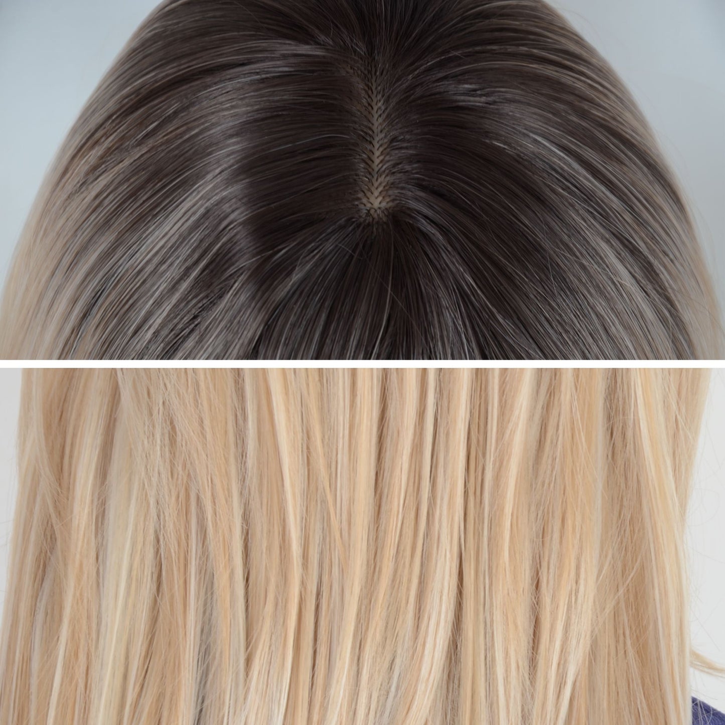 Long Blonde Wig with Curtain Bangs and Dark Roots  Heat Resistant Synthetic Layered Wig for Women