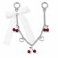 Lace Bow Cherry Bag Chain Charm with Heart Accents and Double Ring Clasps