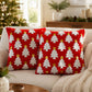 2 Pack Christmas Tree Bow Embroidered Velvet Pillow Covers