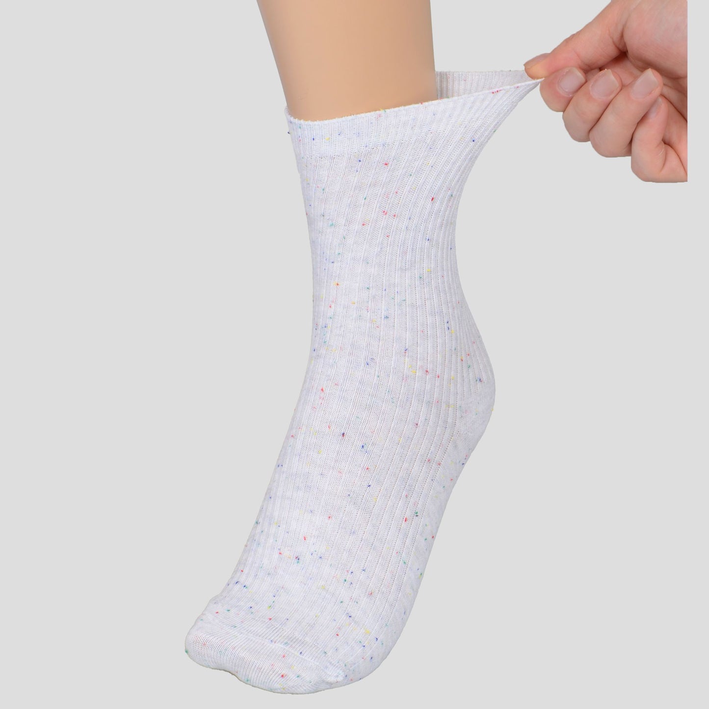 Chic Style Solid Speckled Crew Socks Non Slip Cotton for Casual 2 Pairs 4 Season