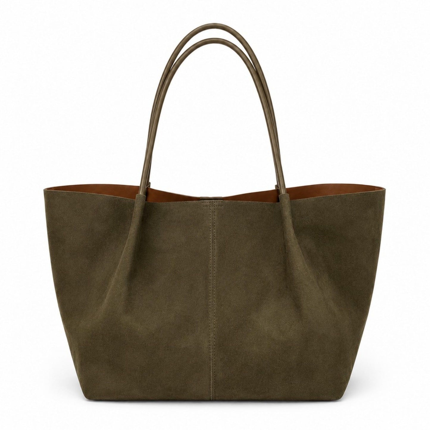 Large Suede-Like Shoulder Tote Bag with Long Handles