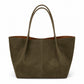 Large Suede-Like Shoulder Tote Bag with Long Handles