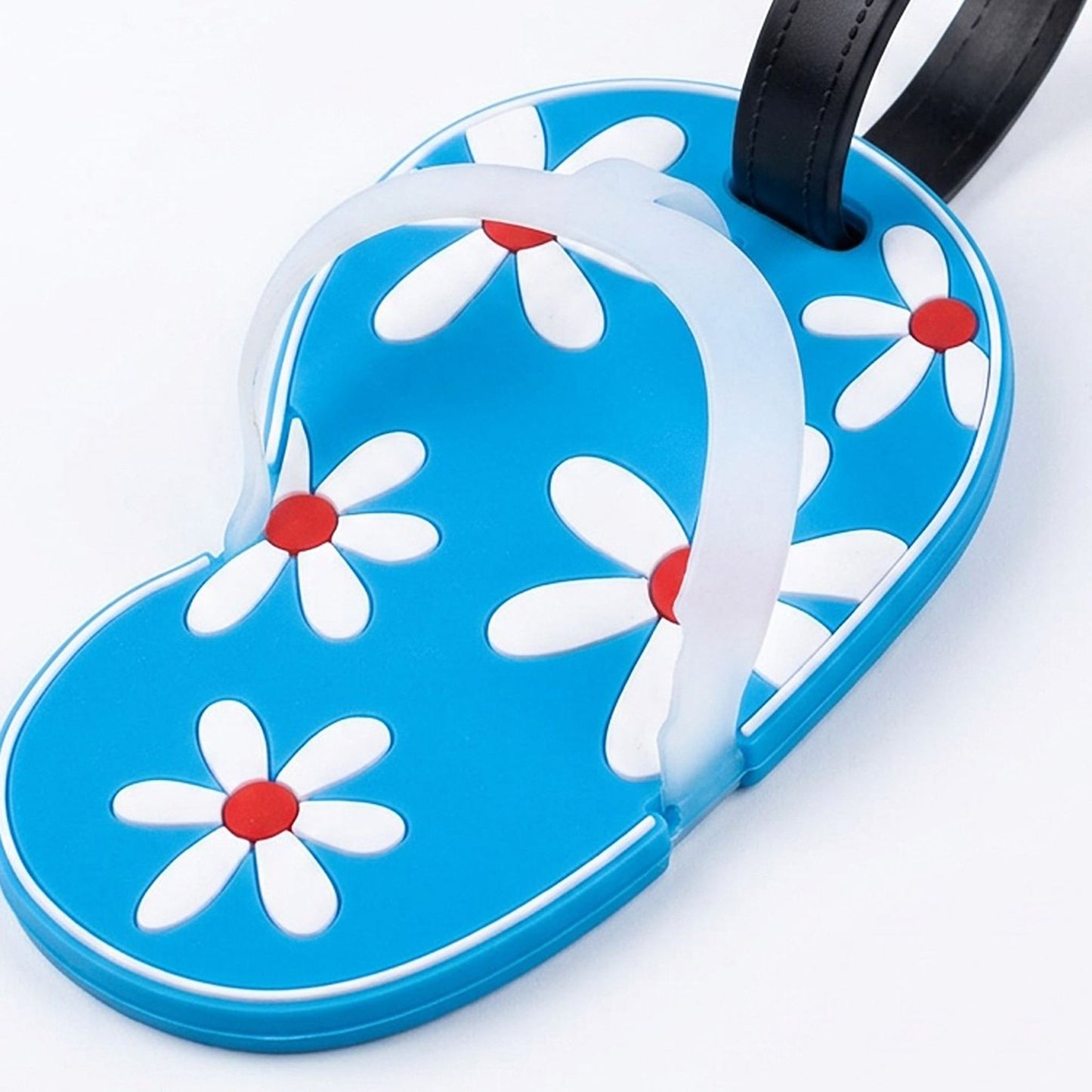3 Pack Floral Flip Flop Luggage Tags with Attachment Straps