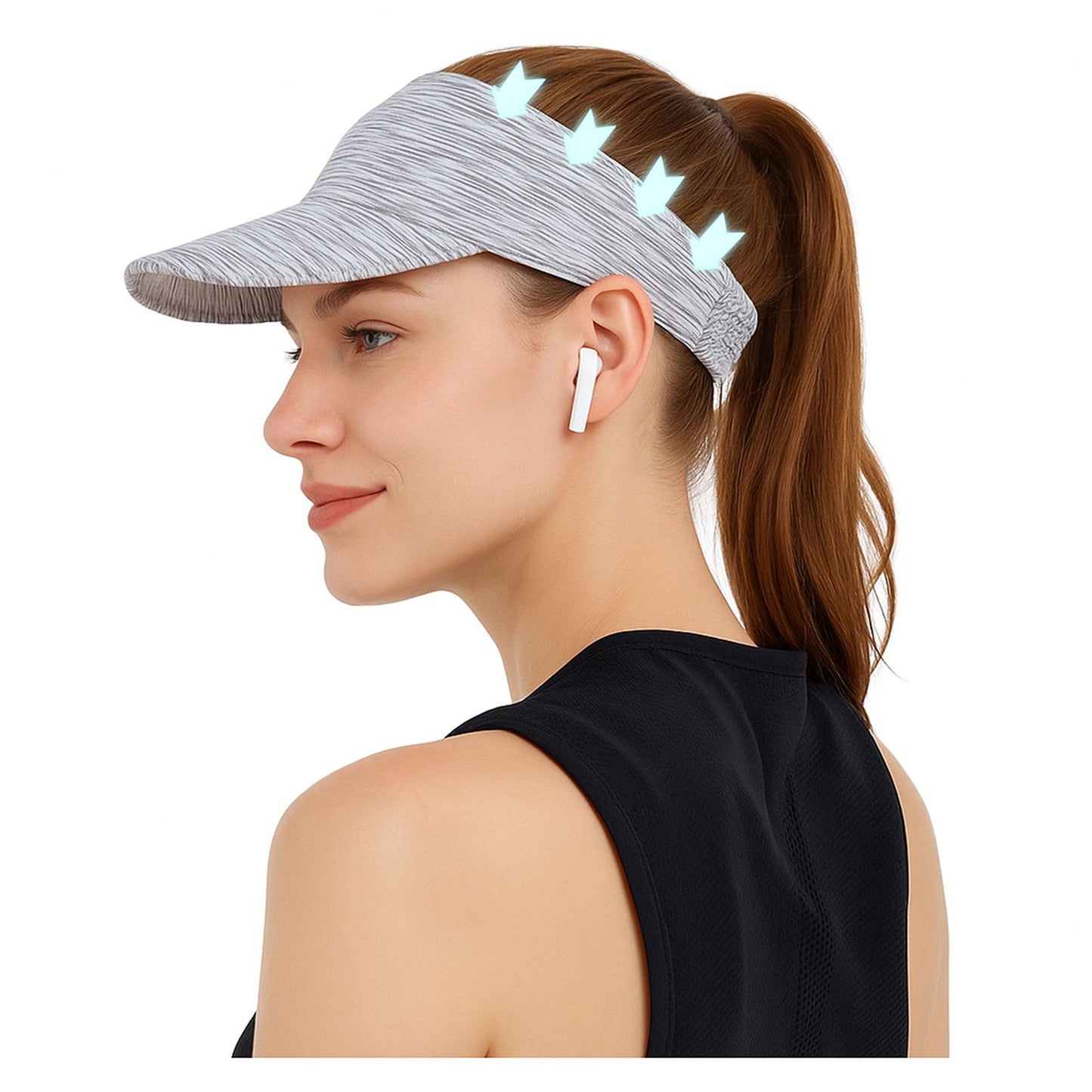 Stretchy UV Protection Sports Visor Hat Lightweight Rainbow Stripe Design for Hiking Beach Running Outdoor Travel