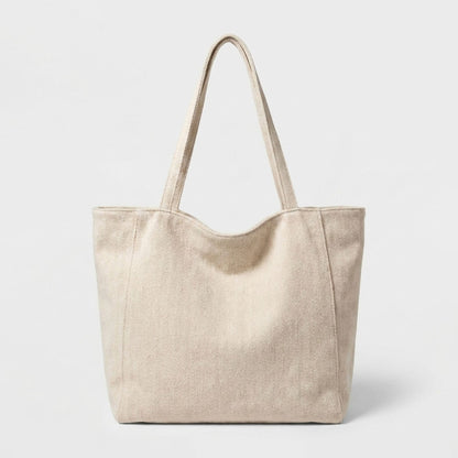Herringbone Tote Bag with Shoulder Handles and Inner Pocket