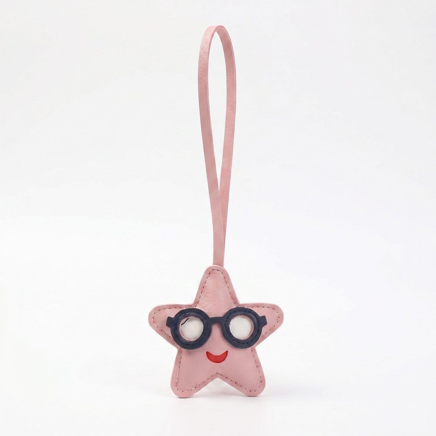 2-Piece Womens Faux Leather Bag Charm with Long Hanging Strap and Layered Detail