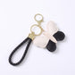 2-Piece Womens Faux Leather Bag Charm Keychain with Braided Wrist Strap and Gold Tone Ring