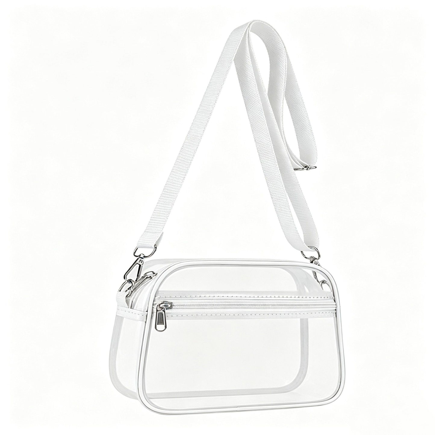 Clear Stadium Crossbody Bag with Front Zipper Pocket, Adjustable Strap and Medium Transparent Design