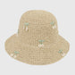 Straw Bucket Hat with Cherry Embellishments