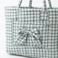 Gingham Quilted Storage Basket with Handles and Bow