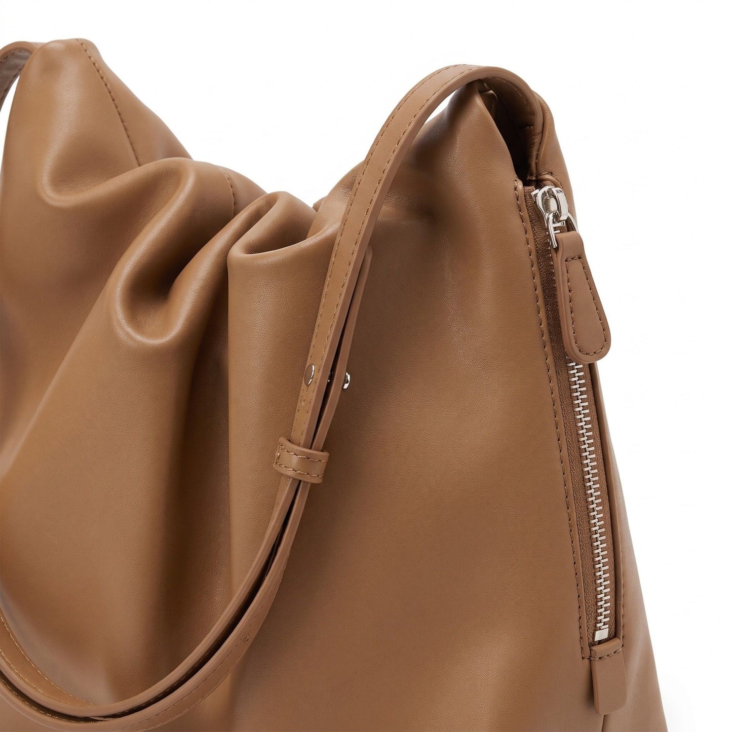 Slouchy Hobo Shoulder Bag with Adjustable Strap and Side Zipper Closure 10x8.5x2.7in