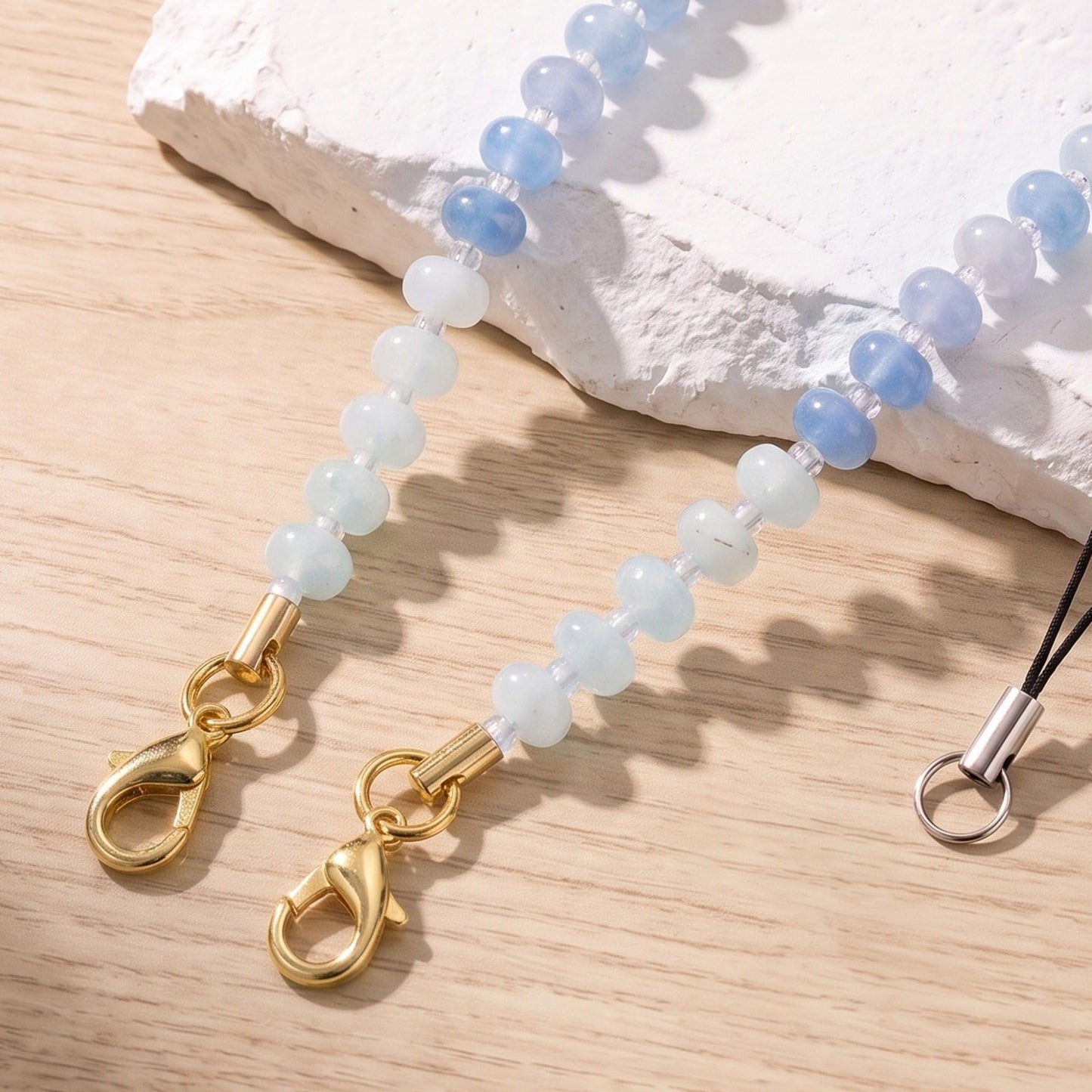 Beaded Phone Wrist Strap with Detachable Clasps