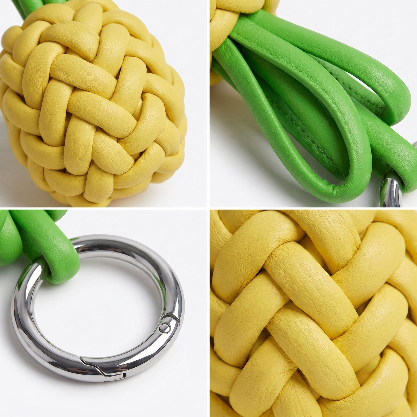 Pineapple Bag Charm with Braided Detail and Key Ring