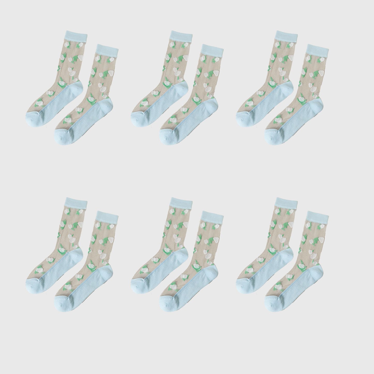 Floral Embroidered Sheer Ankle Socks 6pk