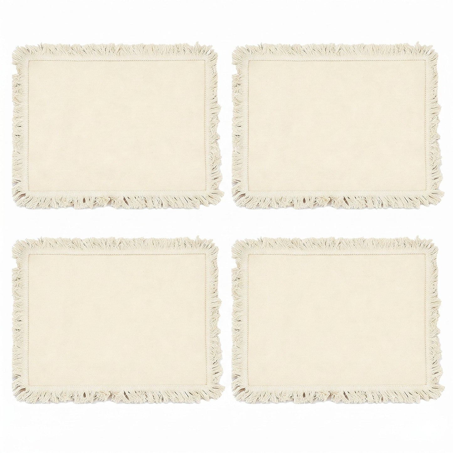 4 Piece Cotton Linen Fringe Placemats Farmhouse Table Mats Washable Heat Resistant Dining Mats