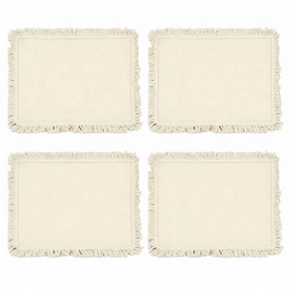 4 Piece Cotton Linen Fringe Placemats Farmhouse Table Mats Washable Heat Resistant Dining Mats
