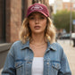 Cotton Baseball Cap with Embroidered Lettering Adjustable Strap Back