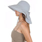 Sun Hat Wide Brim Bucket Hats with Neck Flap & Ponytail Hole