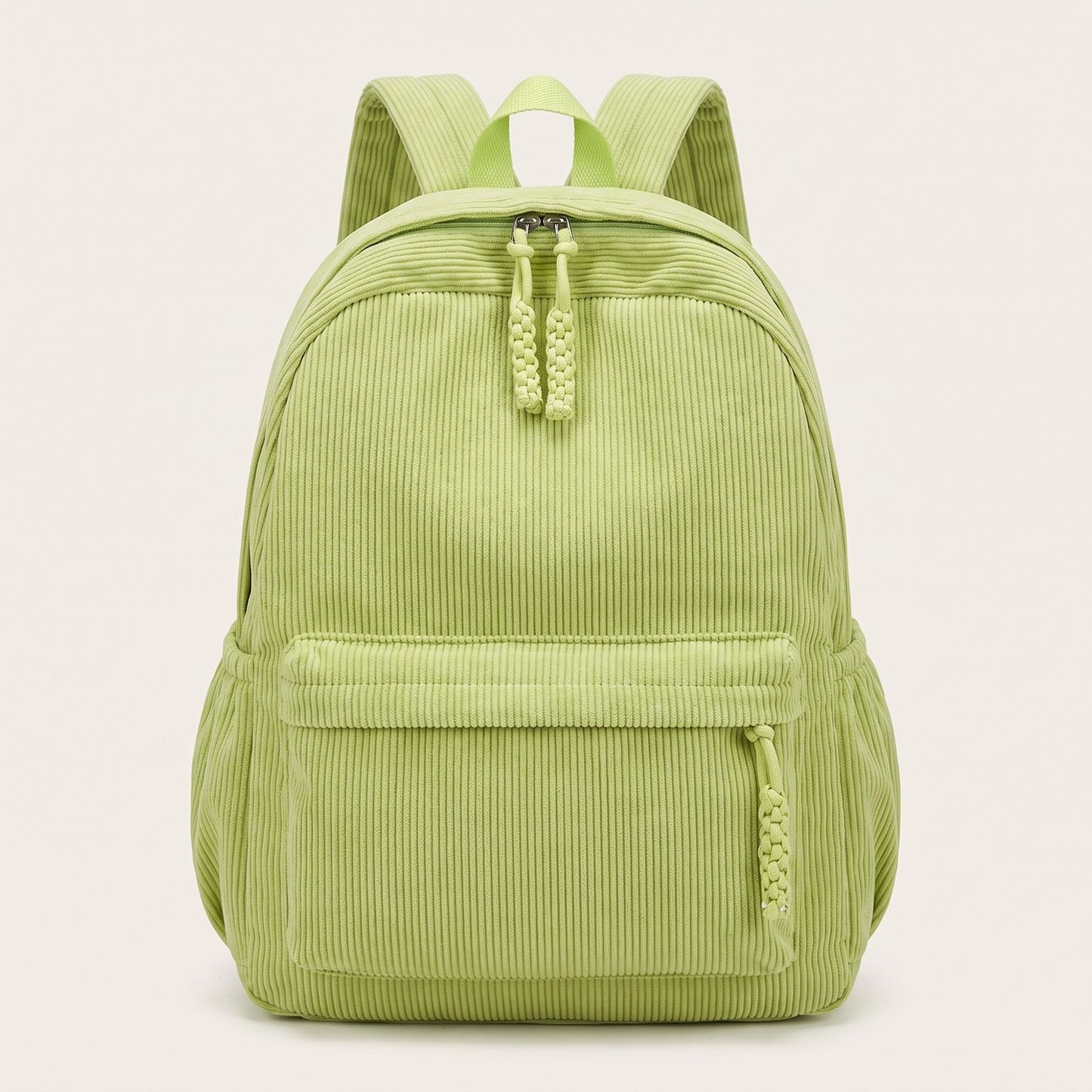 Corduroy Backpack with Front Zip Pocket Adjustable Straps and Spacious Everyday Storage