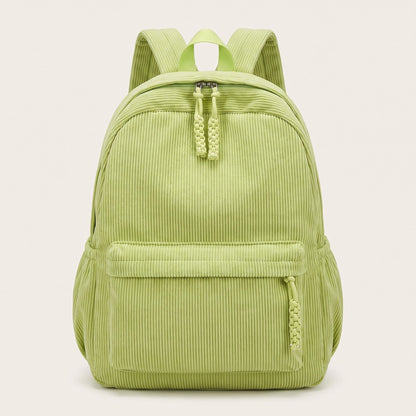 Corduroy Backpack with Front Zip Pocket Adjustable Straps and Spacious Everyday Storage