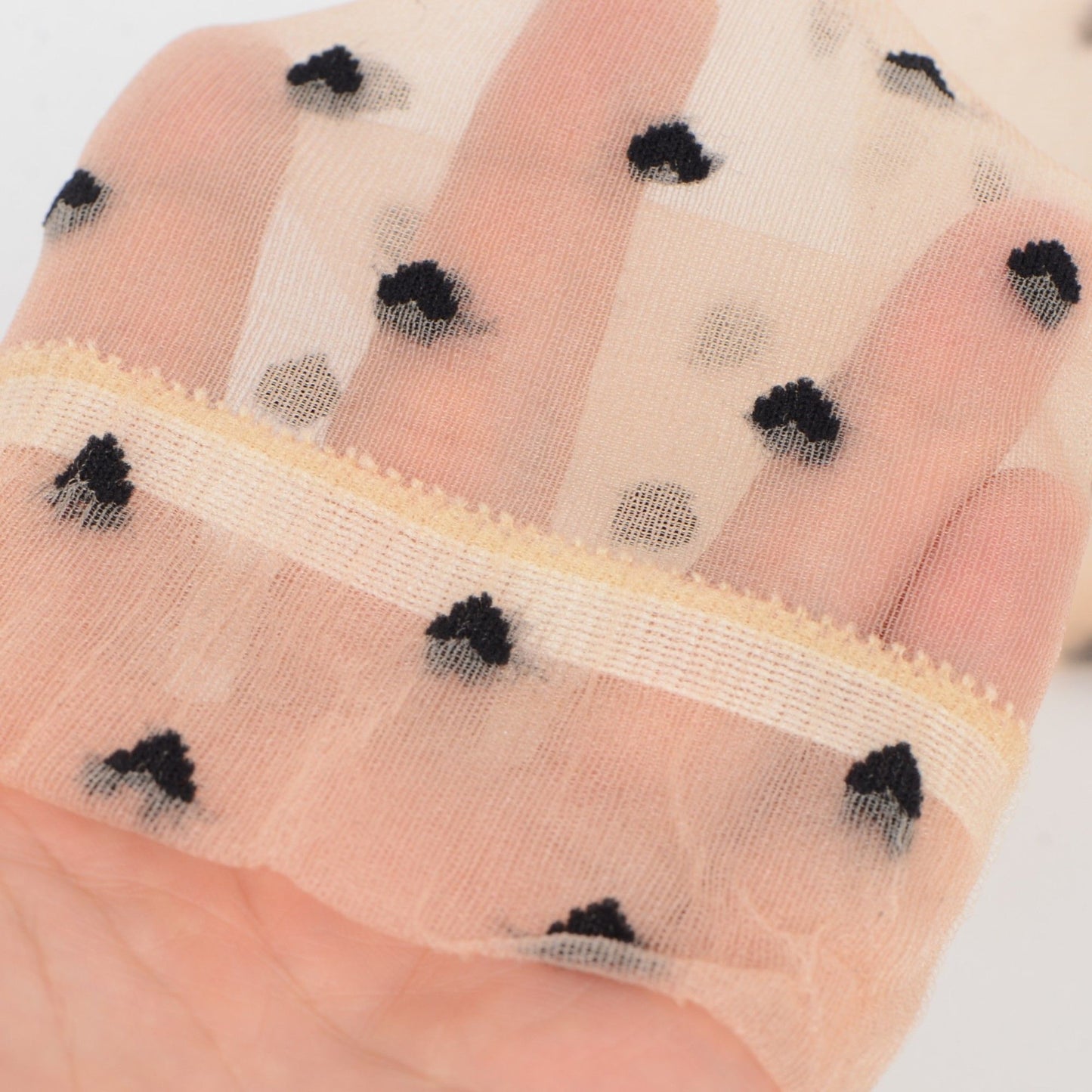 Sheer Crew Socks with Flocked Heart Pattern and Reinforced Toe and Heel 2-Pack