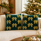 2 Pack Christmas Tree Bow Embroidered Velvet Pillow Covers