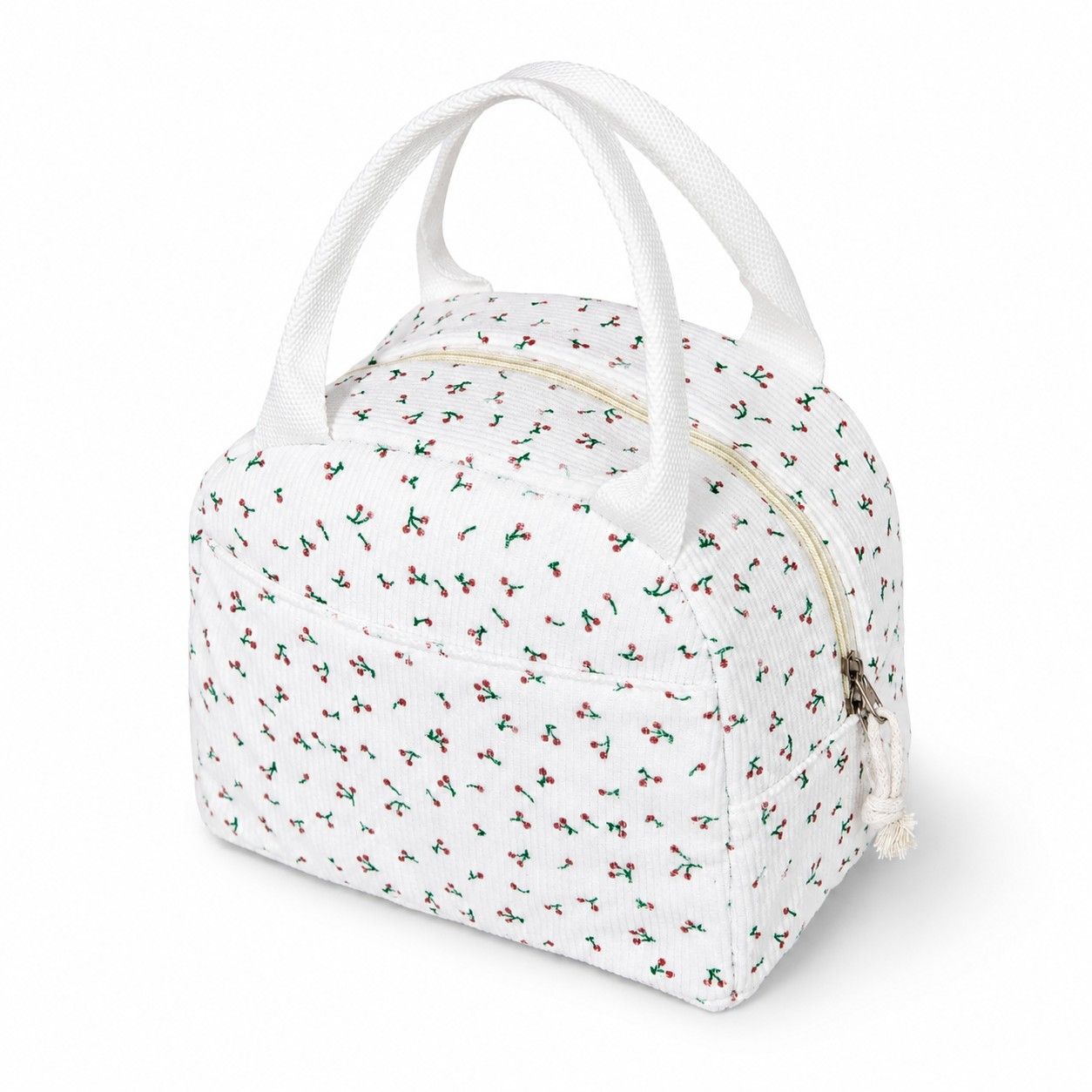 Printed Insulated Lunch Tote Bag with Double Handles and Zip Closure