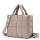 Quilted Puffer Tote Bag with Top Handles and Adjustable Crossbody Strap 11x10x5.5in