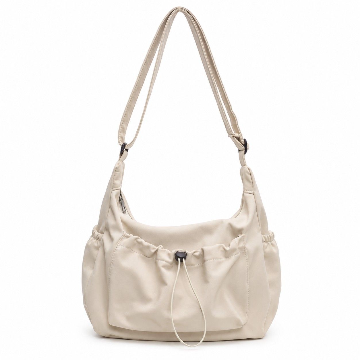 Crossbody Hobo Shoulder Bag with Adjustable Strap Zip Closure and Side Pockets