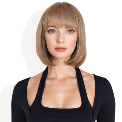 Women Ombre Brown 10inch Bob Wig with Bangs Heat Resistant Synthetic