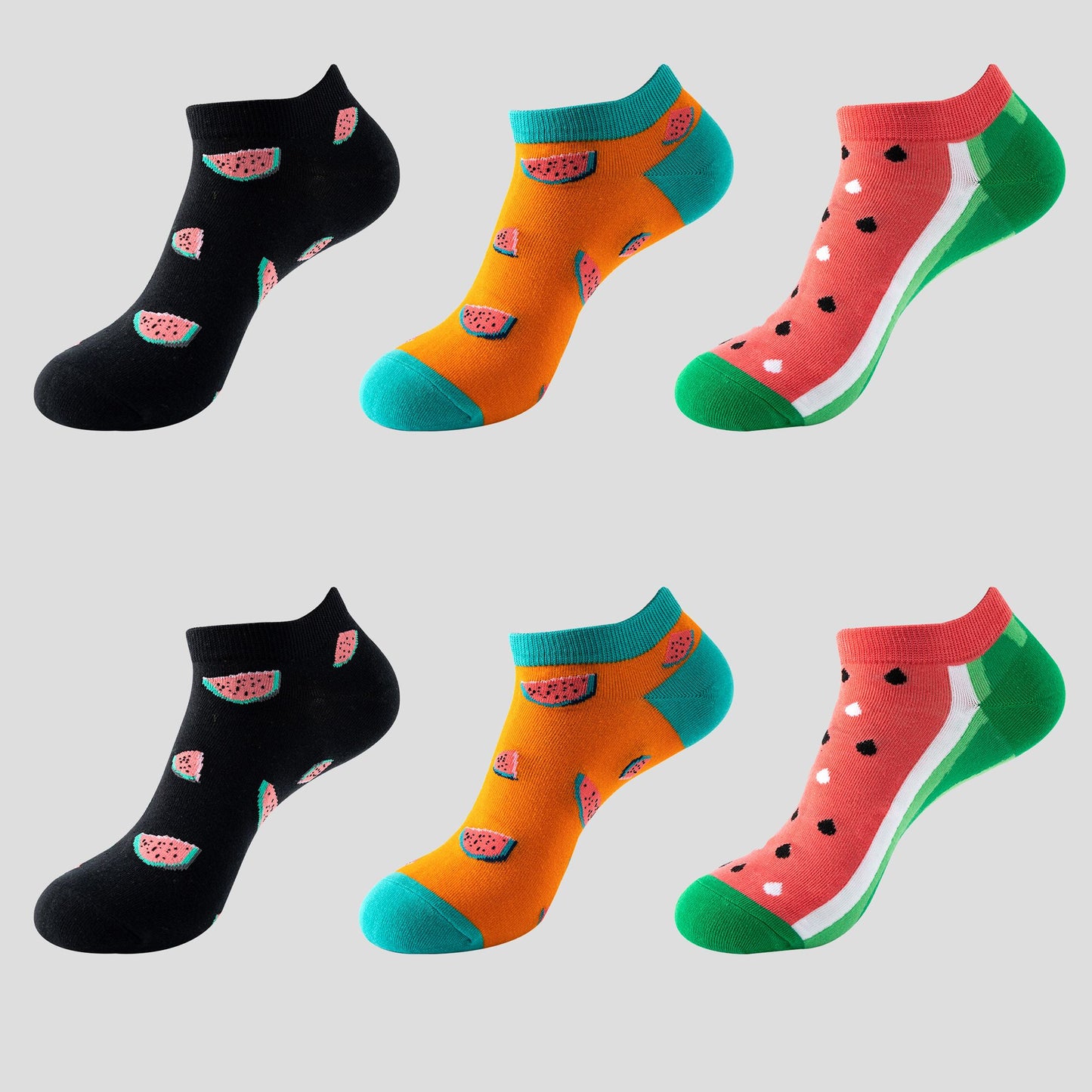 Fruit Print No Show Socks Breathable Cotton 6pk