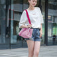 Striped Canvas & Nylon Tote Bag - Multi - functional Shoulder Bag