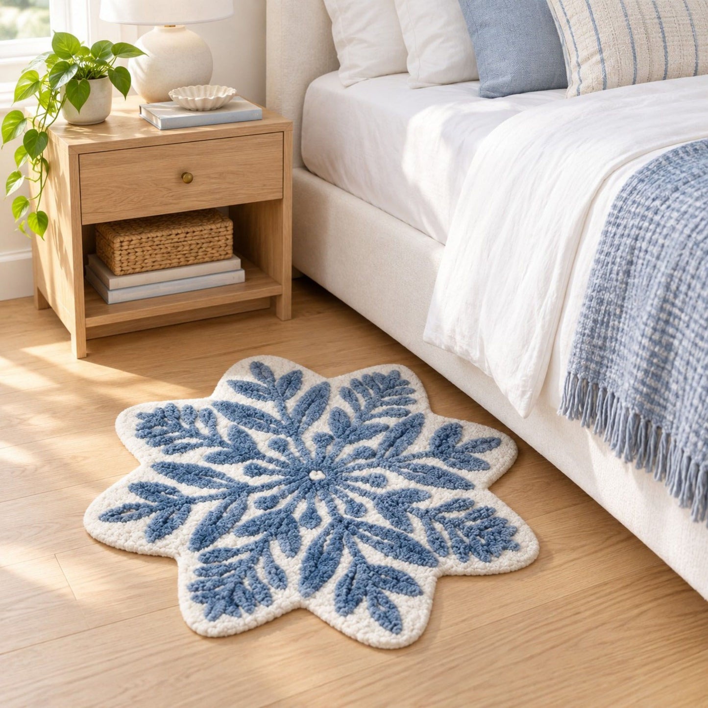 31.5 Inch Floral Tufted Accent Rug Decorative Shaped Area Rug for Bedroom and Entryway