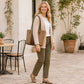 Faux Suede Tote Bag with Double Shoulder Handles Zip Closure and Interior Pockets