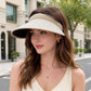 Wide Brim Visor Hat with Faux Pearl Embellished Band and Open Top Design