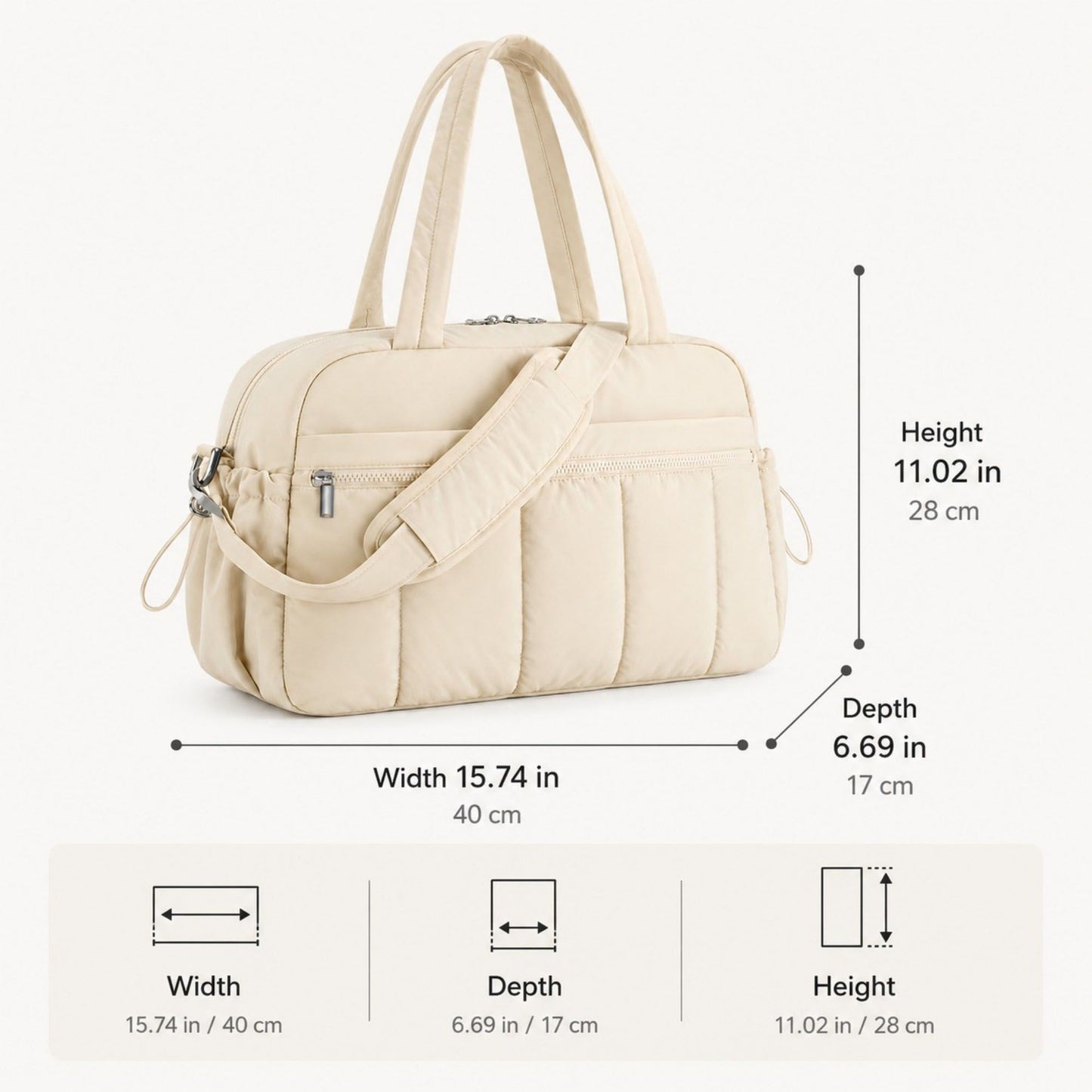 Nylon Travel Tote Gym Bag with Pockets and Shoulder Handles
