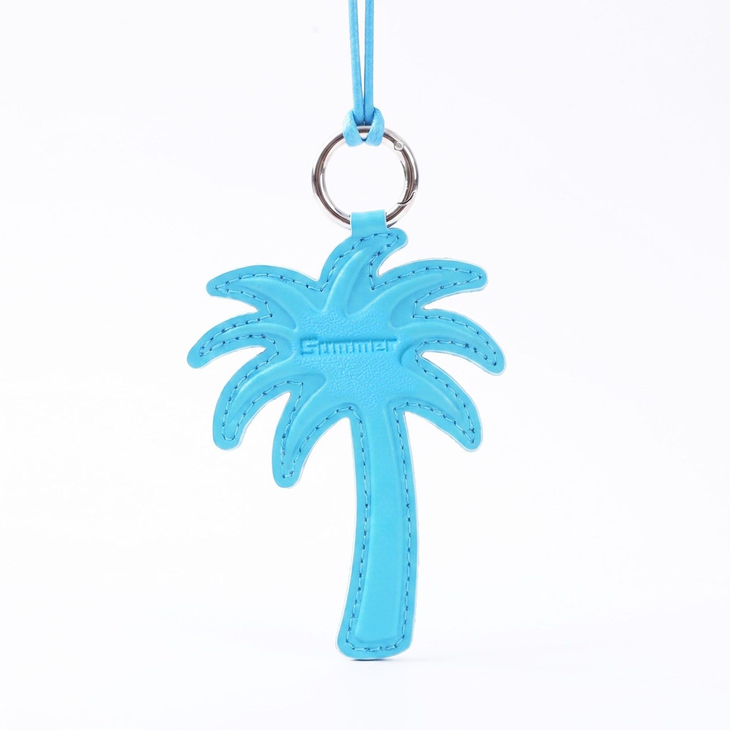 2-Piece Womens Faux Leather Bag Charm Keychain with Metal Ring Cord Loop and Stitched Detail