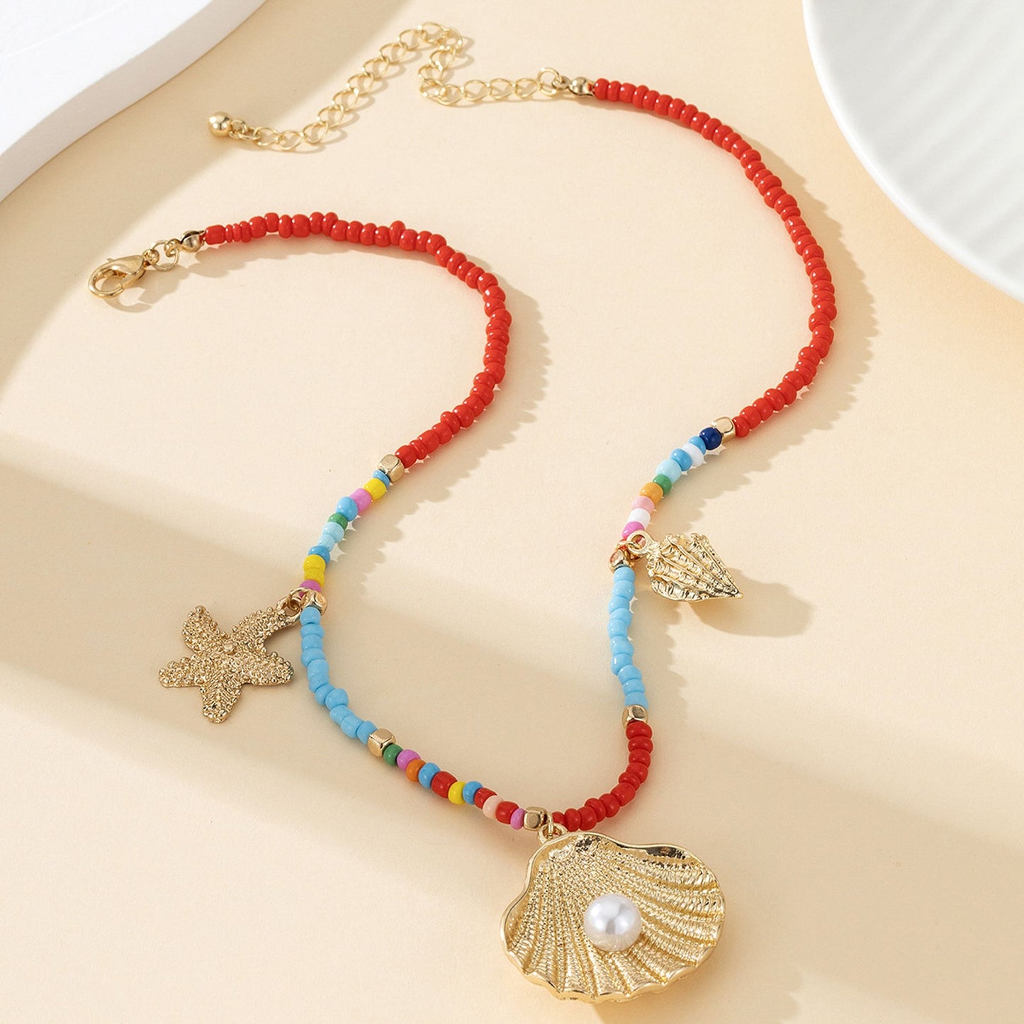 Women's Layered Beaded & Chain Necklace Set