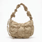 Ruched Puffer Shoulder Bag with Gathered Strap and Top Zipper Closure 10.5x8.5x3in