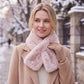Plush Faux Fur Scarf with Pearl Accents Soft Winter Neck Warmer 31.5*4.7 Inches