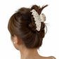 2pcs Floral Print Hair Claw Clip with Rhinestone Accents and Glossy Finish