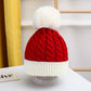 Christmas Beanie Knit Hat with Faux Fur Pom-Pom for Holiday Winter Warmth